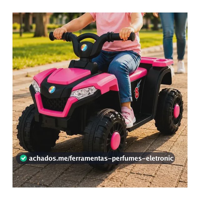 Quadriciclo Eletrico Rosa Bang Toys 6V com Musica e Carregador