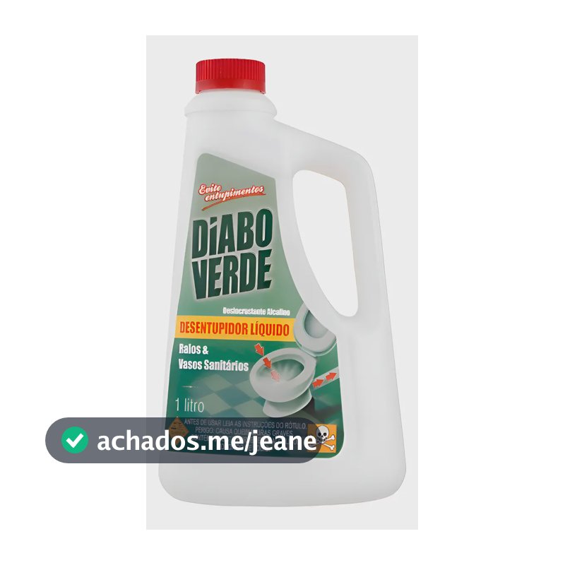 Desentupidor Diabo Verde 1 Litro solução eficaz para limpar canos e tubulações entupidas