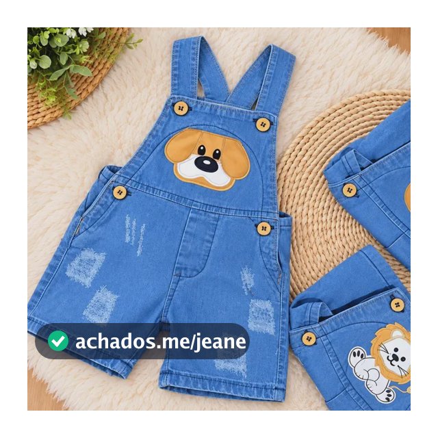 Jardineira Macacão Short Jeans Moda Infantil Bebê Menino