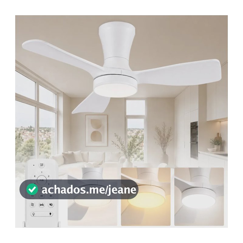 Ventilador de Teto Moderno 36" Nepul com Luz LED e Controle Remoto