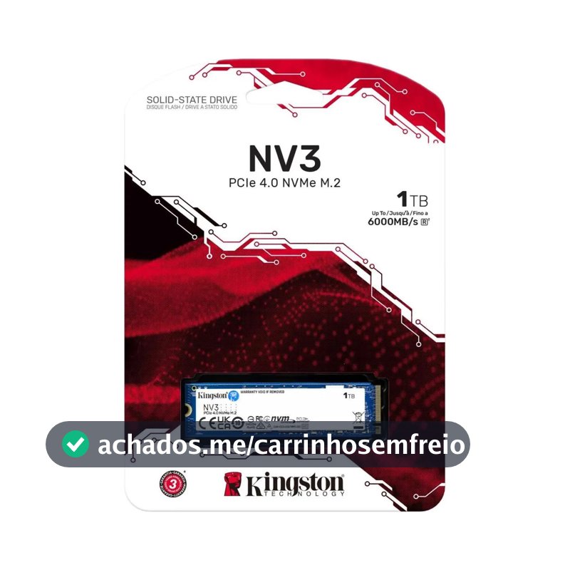 SSD Kingston NV3 1TB M.2 2280 PCIe 4.0 NVMe 6000 MB/s