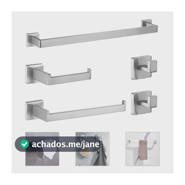 Kit 5 Peças Inox Banheiro Acessório Luxo Fosco Quadrado