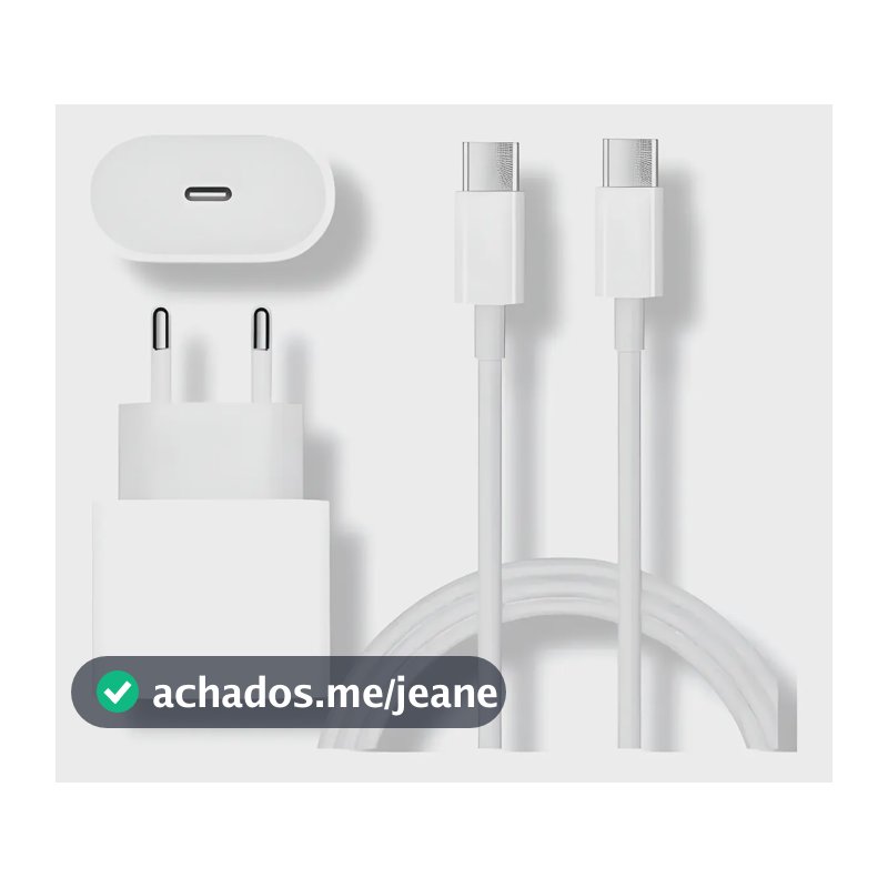 Carregador+cabo C Apple Original Turbo iPhone 15 E 16 Pro Branco
