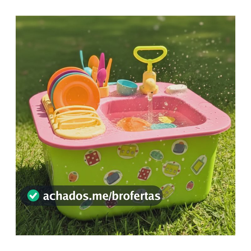 Pia De Cozinha Sai Agua Infantil Acqua Brink 22 Acessórios Verde/rosa