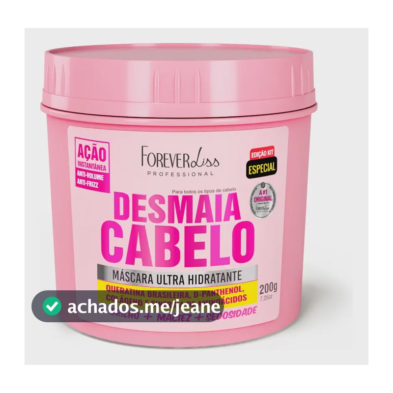 Máscara Ultra Hidratante Desmaia Cabelo Forever Liss 200g
