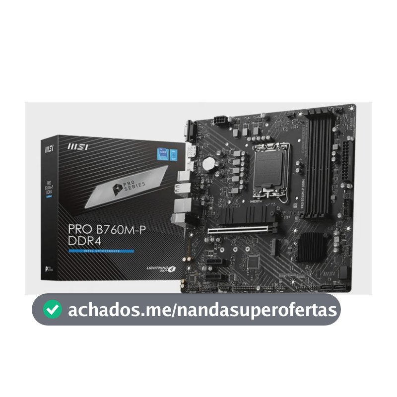 Placa-mãe Msi Pro B760m-p Lga1700 Ddr4 Micro Atx cor preta