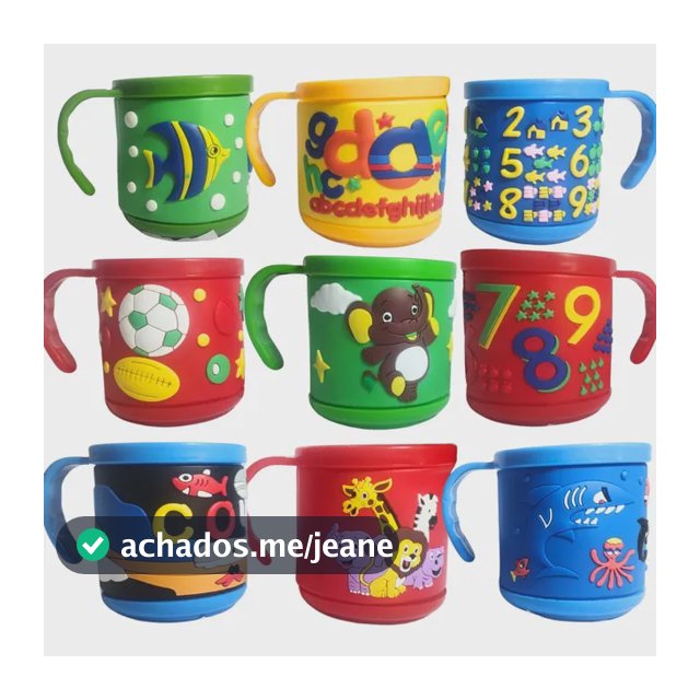 Kit 2 Canecas Infantil Emborrachada Plástica 3d Alto Relevo