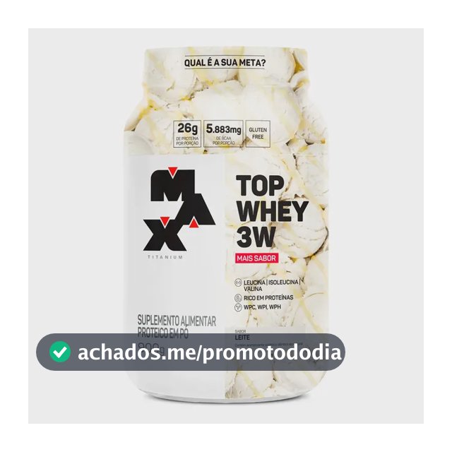 Suplemento Top Whey 3w Max Titanium 900g Whey 3w Sabor Leite