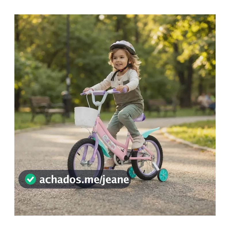 Bicicleta Bike Infantil Com Rodinhas a Partir de 3 anos Aro 16 Rosa - Unitoys
