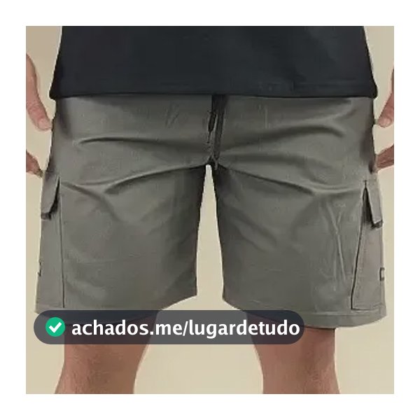 Bermuda Cargo Curta Streetwear Casual Short Sarja Slim Bolso