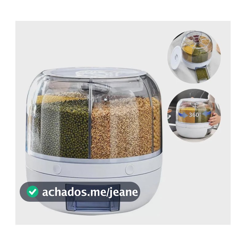 Dispenser Giratório 360 Graus Armazenamento Alimentos 6 Em 1 Branco