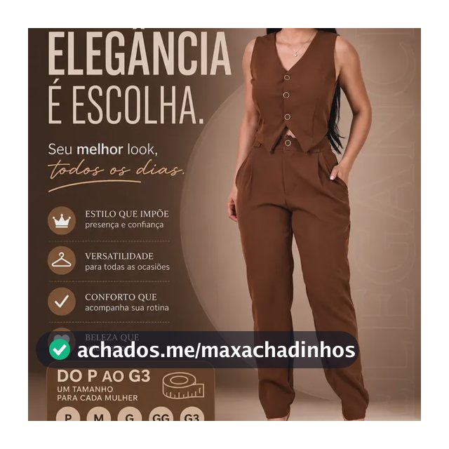Conjunto Skinny Alfaiataria Calça Colete Social P A Pluzsize