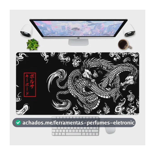 Mouse Pad Dragão Negro 60x30cm Chinês Japonês Premium Grande Dragão Oriental 60x30 | 1856 Dragão Oriental