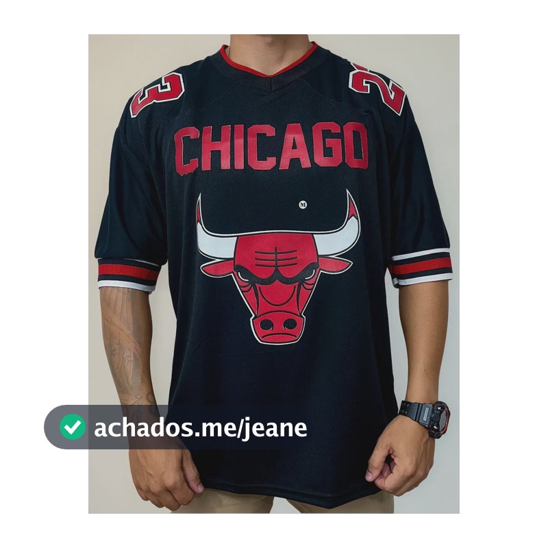 Camisa Oversized Bulls Unissex Estilo Fut Americano Preto G1 23