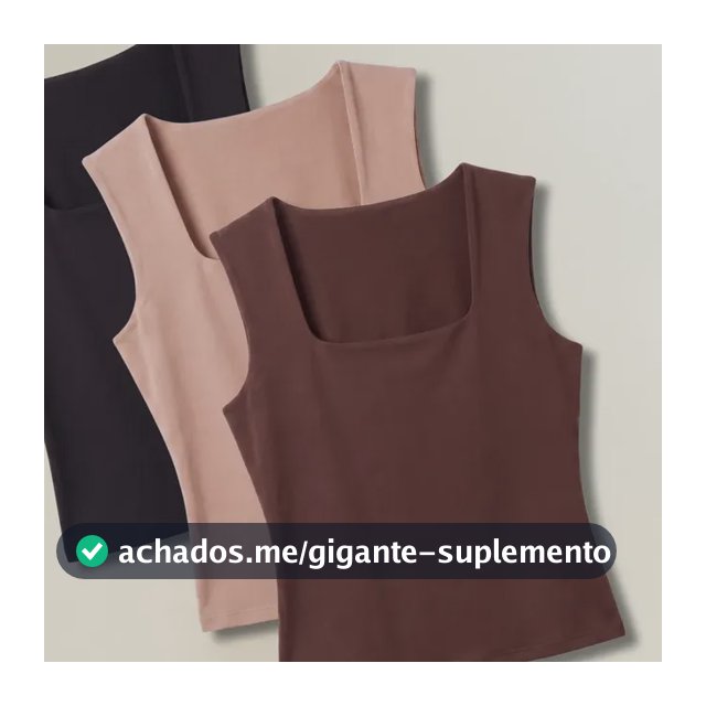 Kit 3 Regata Feminina Decote Quadrado Alça Grossa Elegante Preto, Marrom E Nude M/g (36/40)