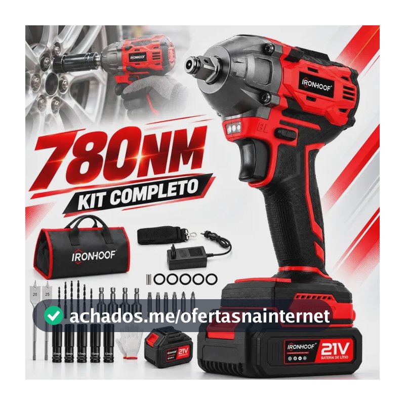 Chave De Impacto Potente Brushless Parafusadeira Profissional Bivolt Com 2 Baterias