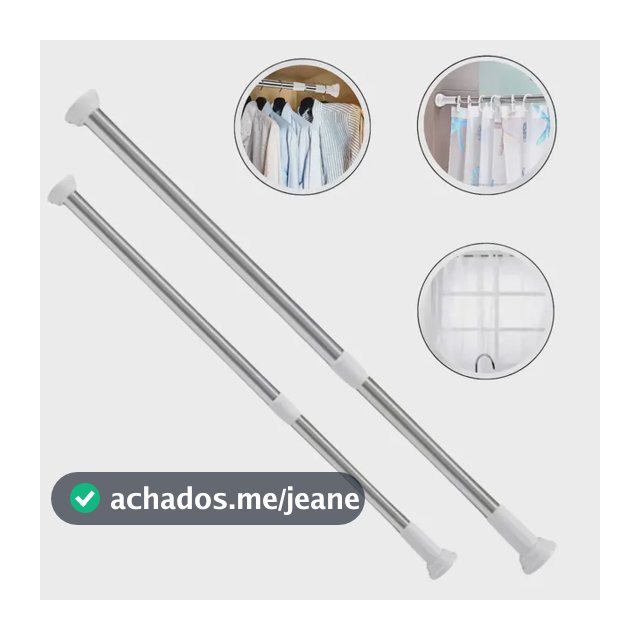 Tubo Varão Bastão Extensível Cortina Box 1,4 A 2,6 Metros Ligeiro Prateado