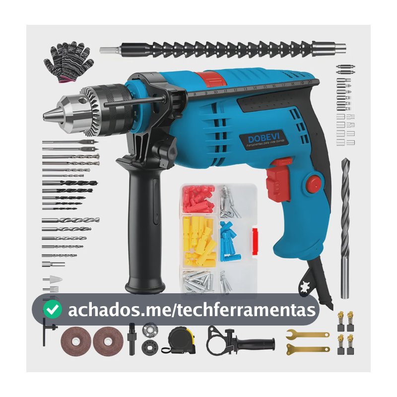 Furadeira De Impacto 1/2 13mm Velocidade E Reversível Dobevi Azul-celeste 127v 50hz/60hz