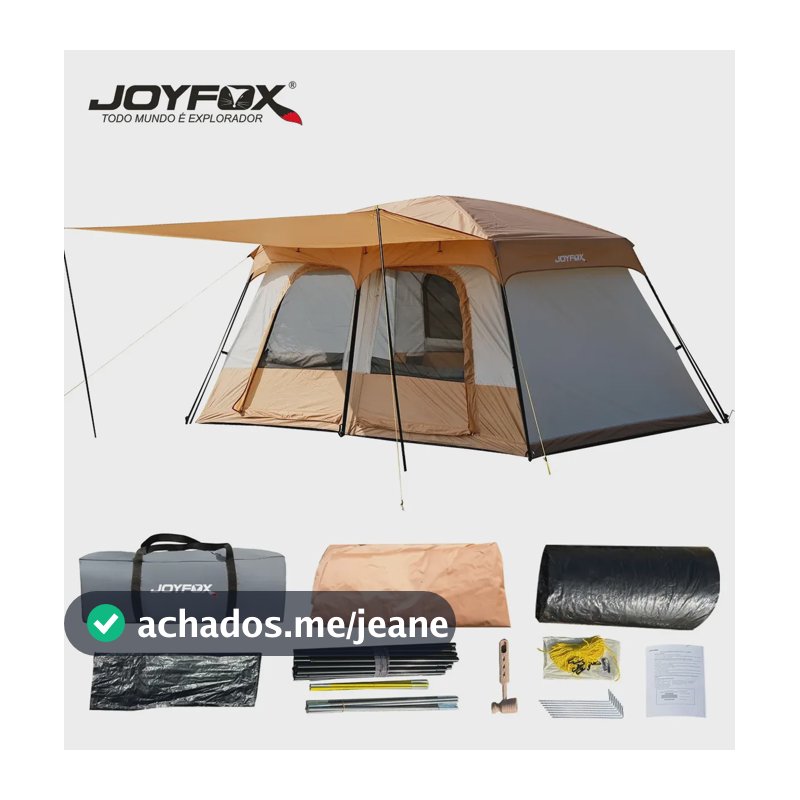 Barraca de Camping Joyfox Para 12 Pessoas Laranja Impermeável