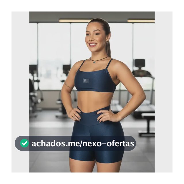 Conjunto Esportivo Feminino Diasp Academia Canelado Brilho Azul Espacial Microcanelado M