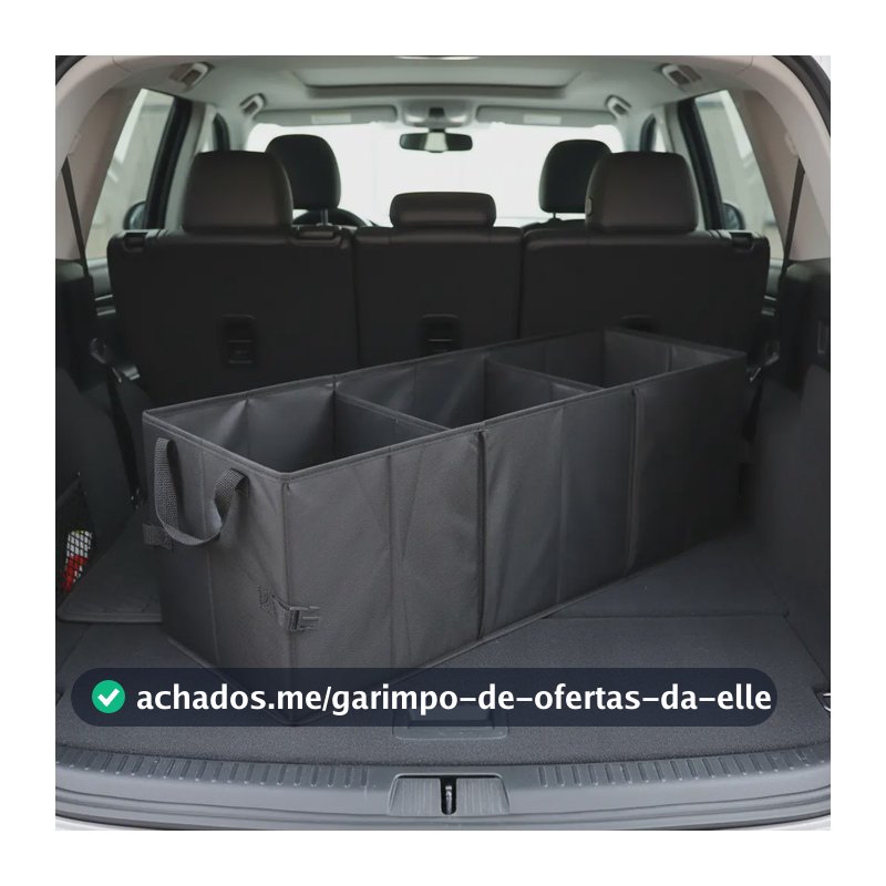Organizador De Carro Para Porta Malas Com Três Divisorias  Preto