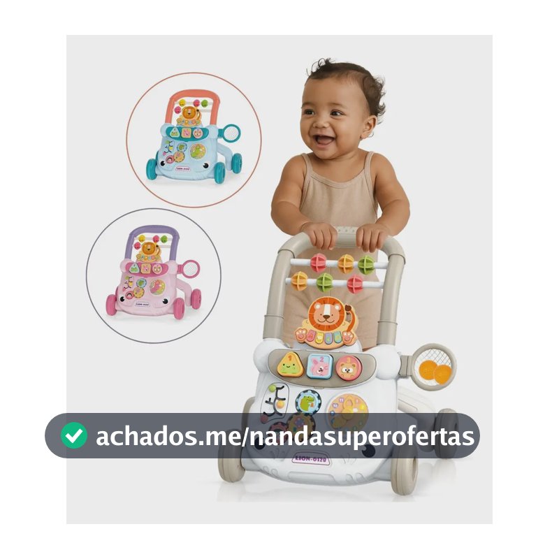 Andador Infantil Empurrador Atividade Musical Bebê Didático Cor Branco