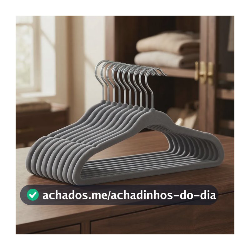Kit 50 Cabides Veludo Antideslizante Adulto Preto Cinza