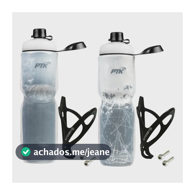 2 Garrafas Caramanhola Térmica P/ Bike 700ml + Suporte Absol Full Preto Abs/cold Branco Abs