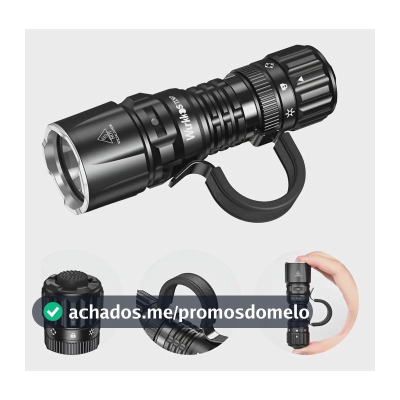 Lanterna Táctica Recarregável Wurkkos Td07 1300lm 479m Usb-c Lanterna Preto Luz Branco