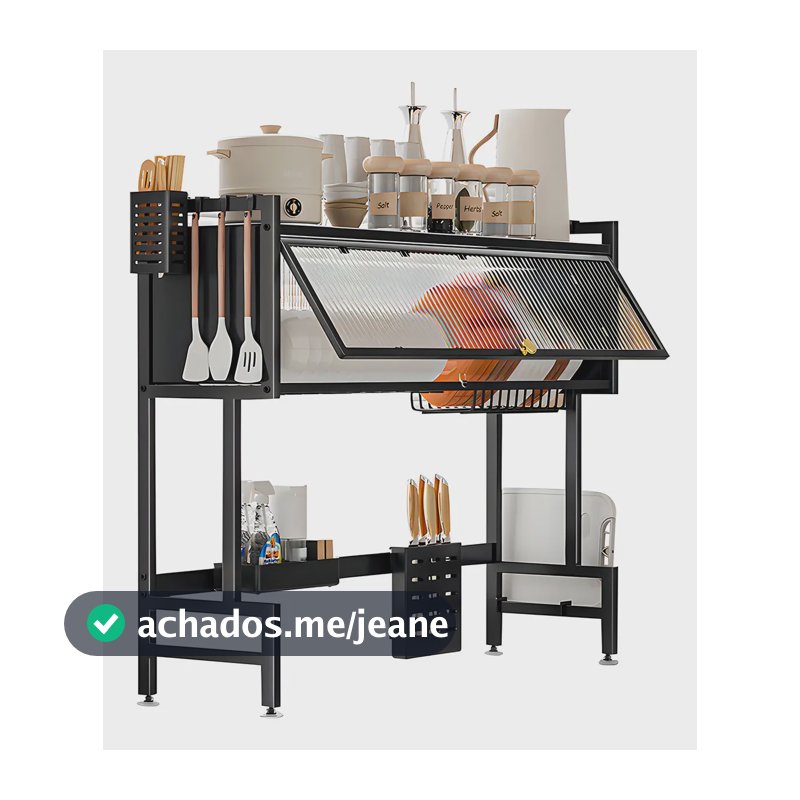 Escorredor de louça Decoteam DCE-028 com porta 85x28x80cm cor preta