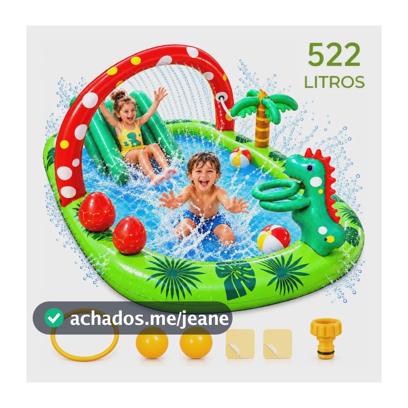 Piscina Playground Centro Piscina Inflavel Infantil Dinosaur Land Pvc Espessado 522L Presente Dia das Crianças Festa Infantil Escorregador Infantil