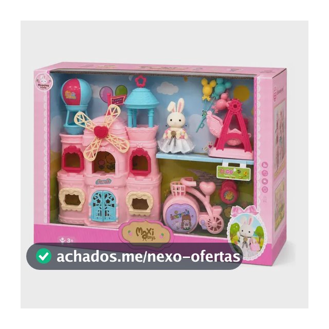 Casinha Boneca Coelho Mini Castelo Móveis Hopjoy Maxi Toys Mini Parque Da Fantasia