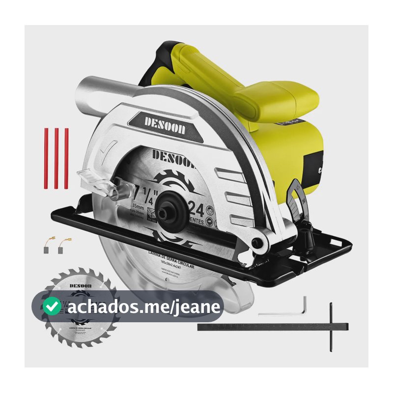 Serra Circular Elétrica 1400w Profissional 5500rpm Ângulo Ajustável 45° Com Lápis Disco 185mm E Guia Para Carpinteiro Marceneiro Desoon