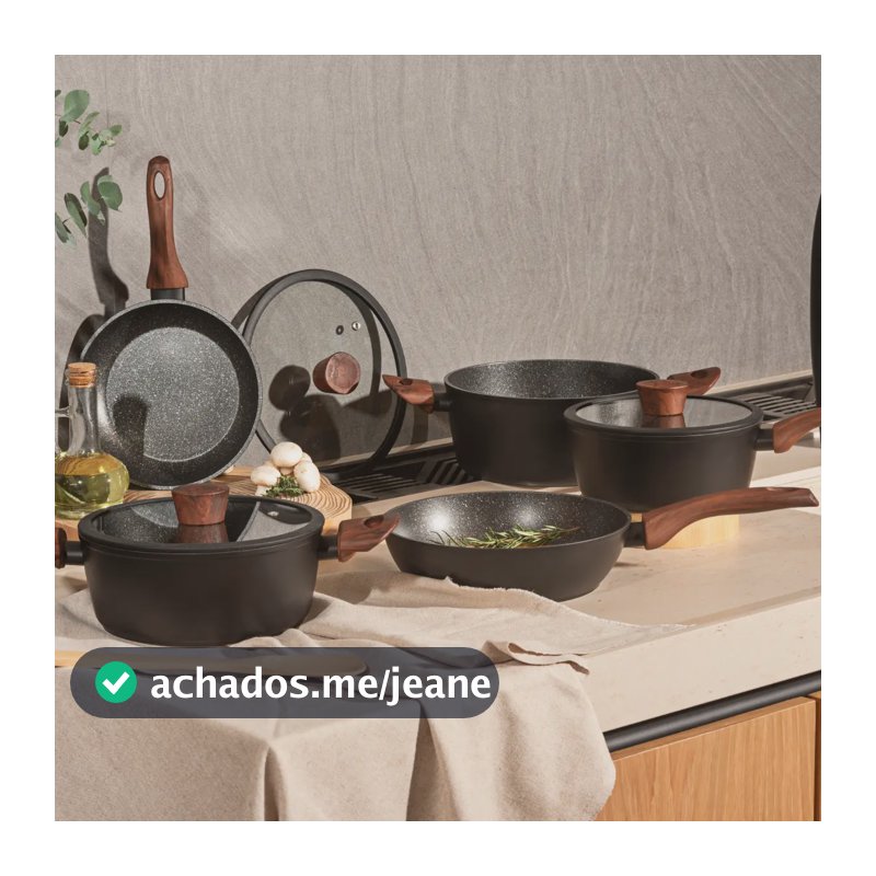 Jogo de Panelas Brinox Antiaderente Ceramic Life 6 Peças Sirius - Preto