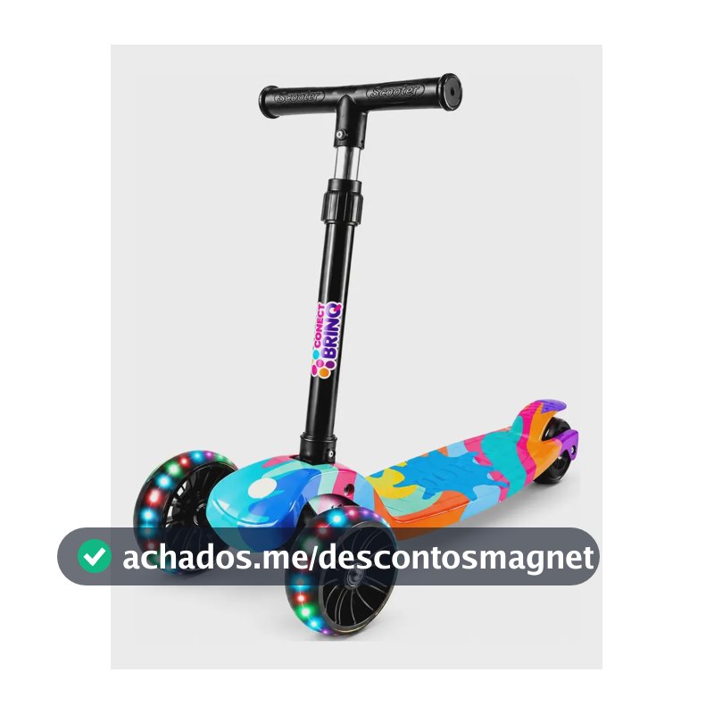 Patinete Infantil Scooter Dobrável Com Led Freio Bv0011 Mega Compras