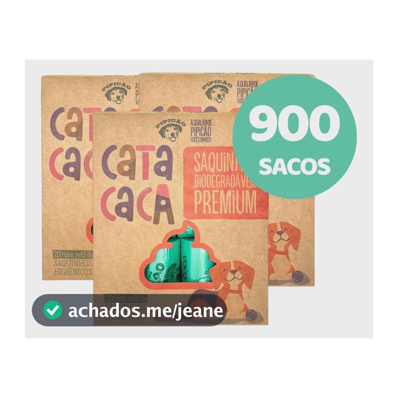 900 Saquinhos Refil Cata Caca Coleta Coco Cachorro Pipicão