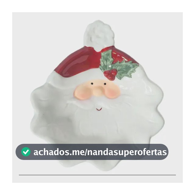 Prato Decorativo Papai Noel Cerâmica - Petisqueira Natalina Branco