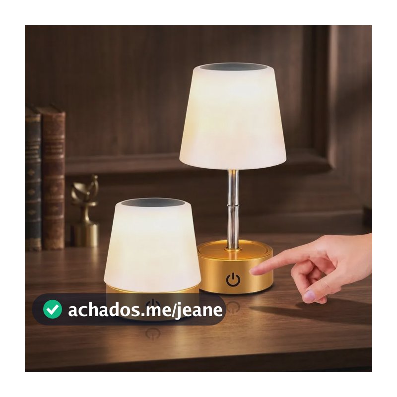 Luminária Abajur De Mesa Led Recarregável Sem Fio Branco Dourado Branco 127/220v