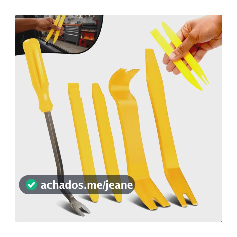 Kit 5 Espátulas Nylon Desmontar Painel Moldura Portas Carros Amarelo