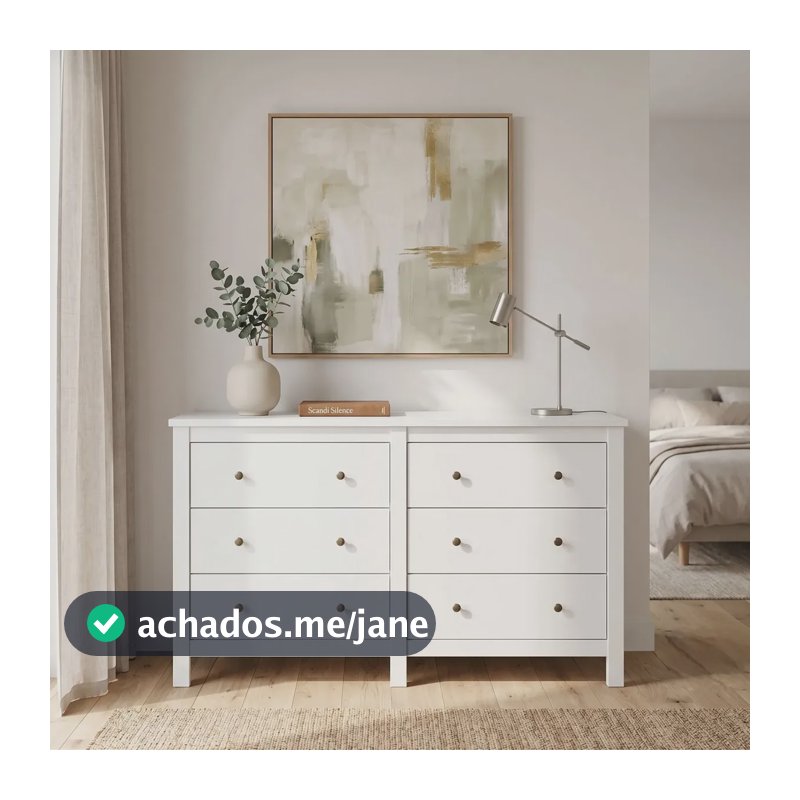 Cômoda Móveis Lopas Maggiore Branco 6 Gavetas Quarto MDP