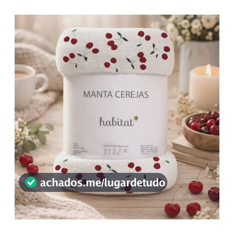 Manta Casal Macia Quentinha Microfibra Antialérgica Cereja Cereja 1.1 G Branca