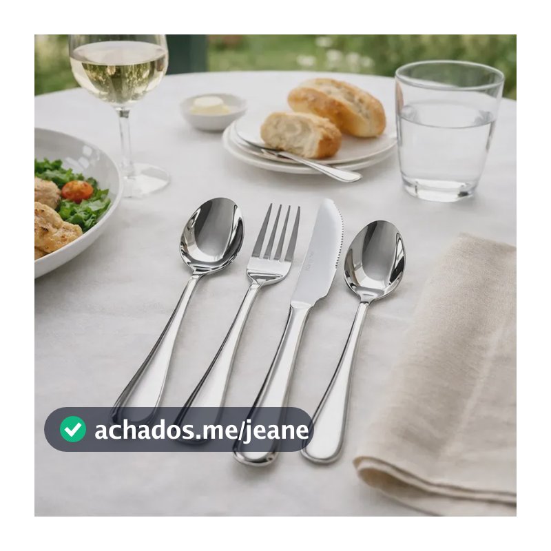 Conjunto Talheres em Inox Luxo Profissional Colher Faca Garfo 16 Peças - Prime