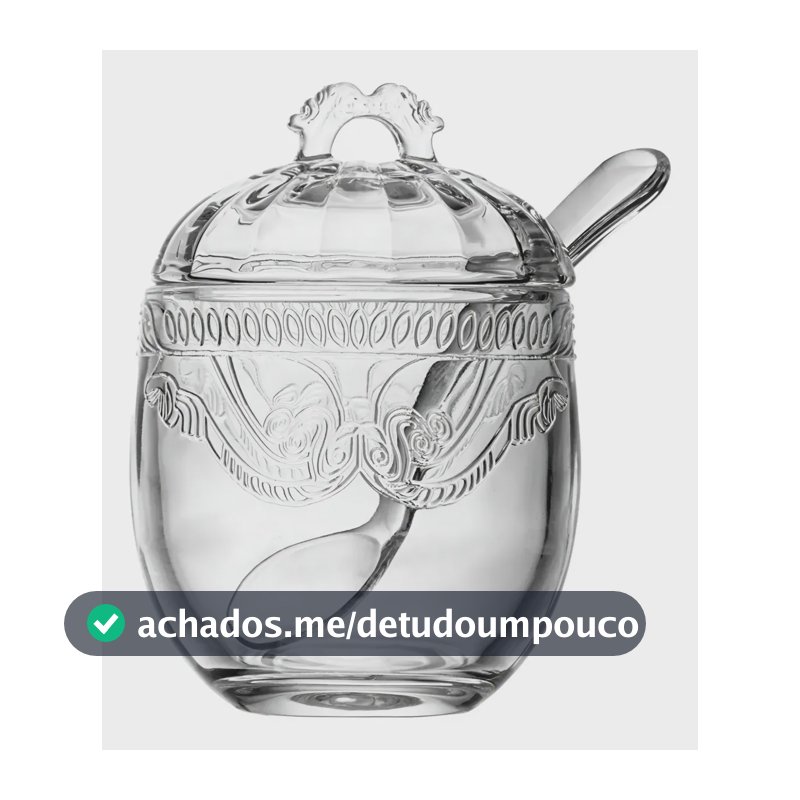 Açucareiro De Vidro Com Colher Original Lyor Transparente