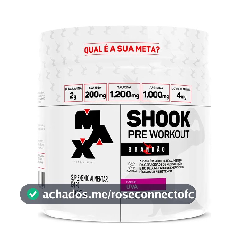 Pré-workout Shook Linha Rafael Brandão Pote 300g Pré-treino Sabor Uva