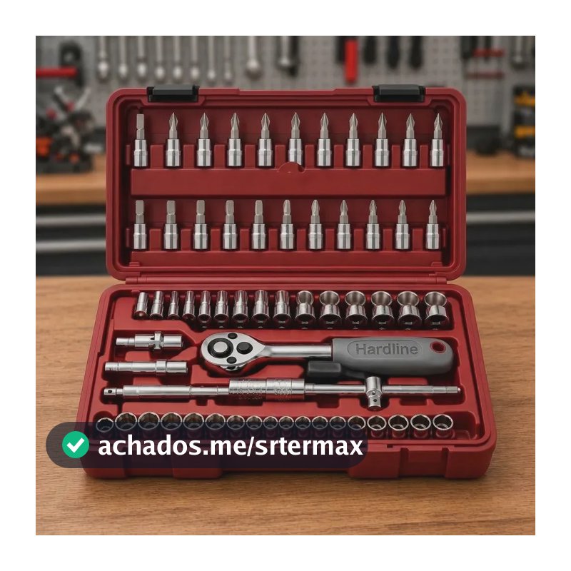Kit Ferramentas 46 Peças Com Soquetes e Chaves Para Carro e Casa Hardline Vermelho