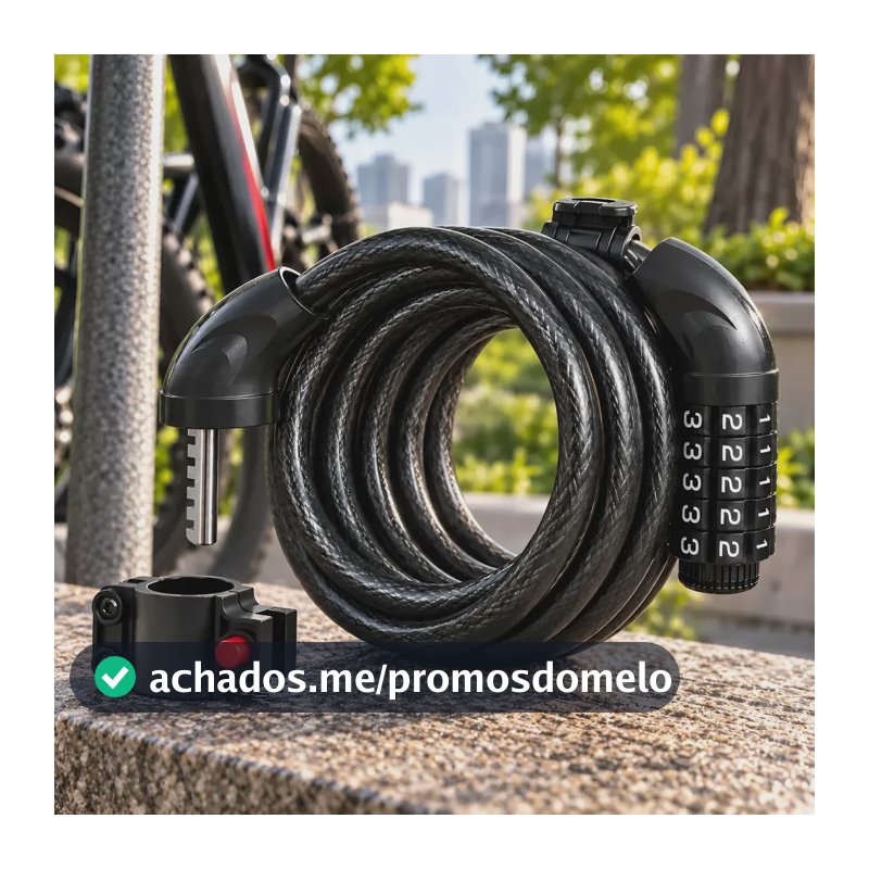 Cadeado Bicicleta Antifurto Trava Com Senha Aço Reforçado Preto