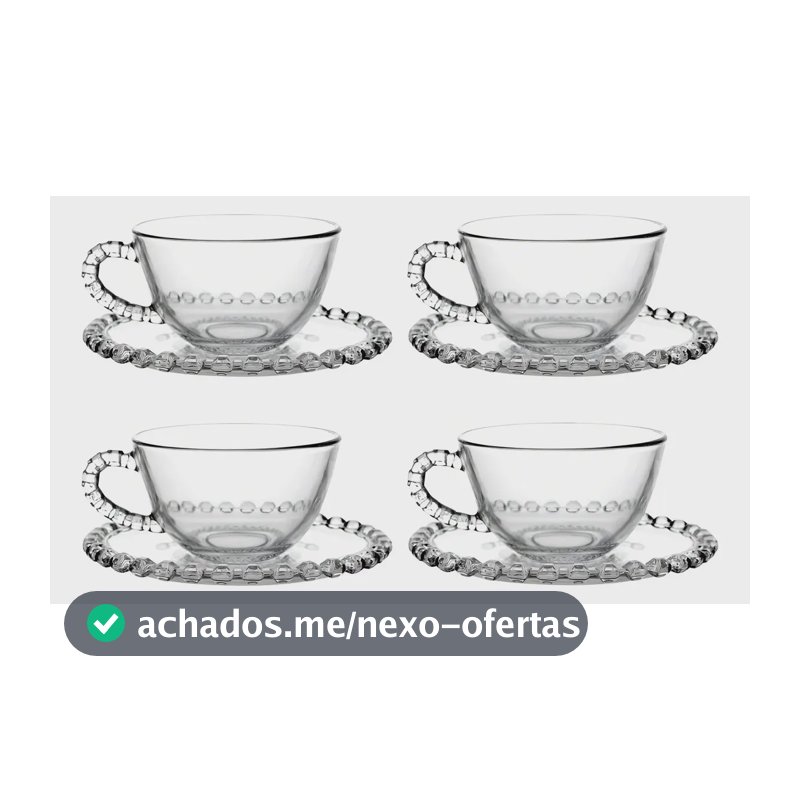 Jogo Xicara Café Com Pires L´hermitage 80ml 8 Peças Diamante Cor Transparente