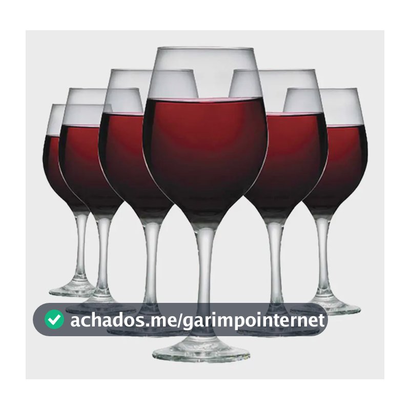 Taça De Vidro 490ml Jogo Taças Vinho Tinto 6 Peças Ruvolo Incolor