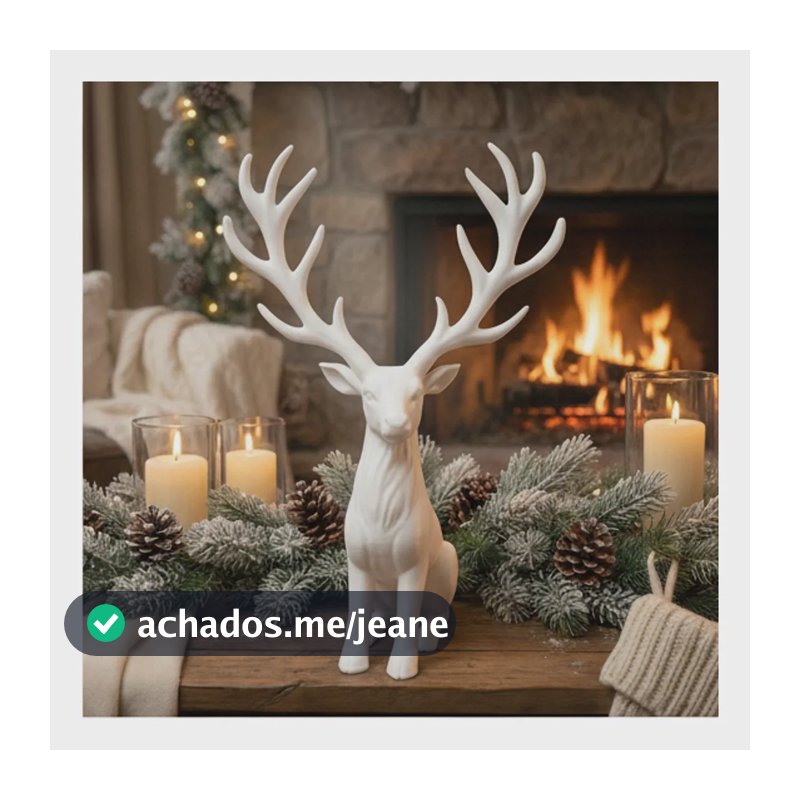 Rena Decoracao Natal Branca Plastico Festa Inverno Branca Rena Majestosa De Inverno