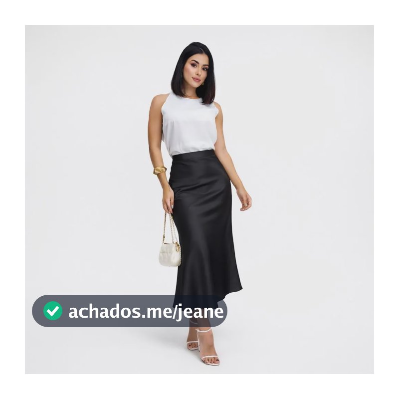 Saia Cetim Midi Sereia Sem Ziper Moda Feminina Inverno Verão Preto Liso Gg
